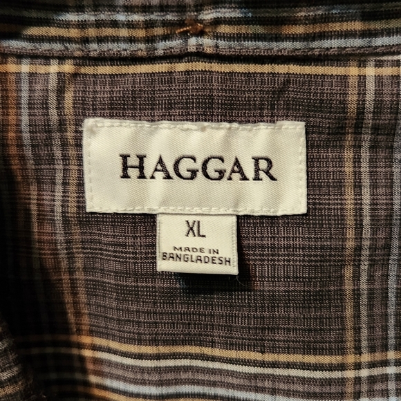 (NWOT) HAGGAR, MEN'S XL, GRAY plaid LONG SLEEVE - Picture 4 of 4